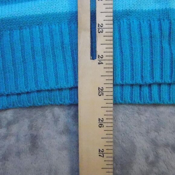 Lane Bryant Sweater Womens 18/20 Teal Blue Striped Casual Plus Size 1/4 Button - Picture 6 of 14